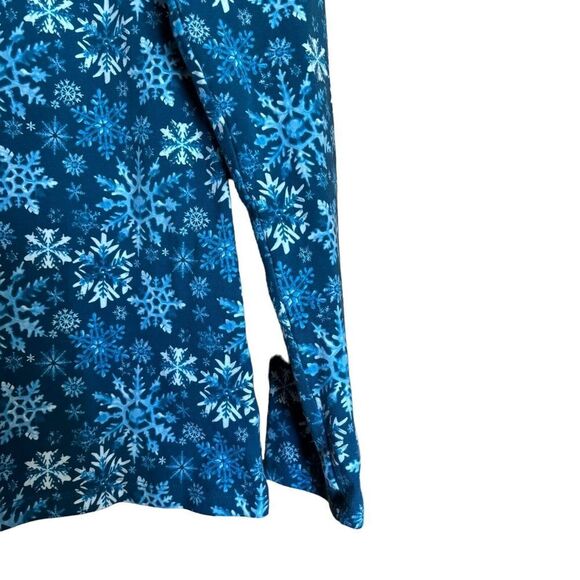 Talbots Tee Womens MP Petites Blue Snowflake Print Stretch Blouse Top Ladies - Picture 4 of 8